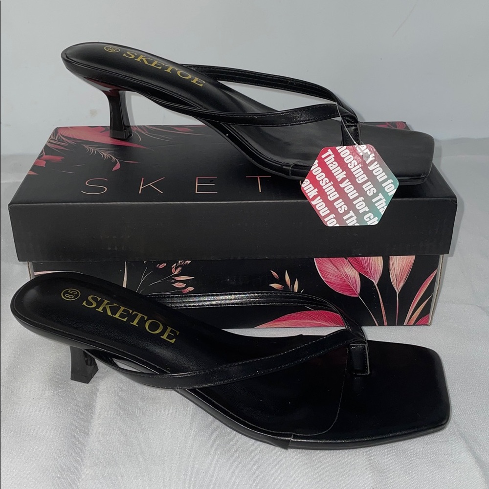 SKETOE KITTEN HEELS SQUARE OPEN TOE FLIP FLOP STYLE FTL-10-024